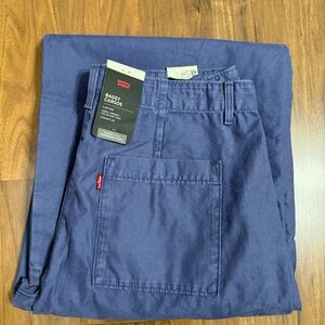Levi's Women's Baggy Cargos Mid Rise Steel Blue Straight Leg Pants Size 30 X30